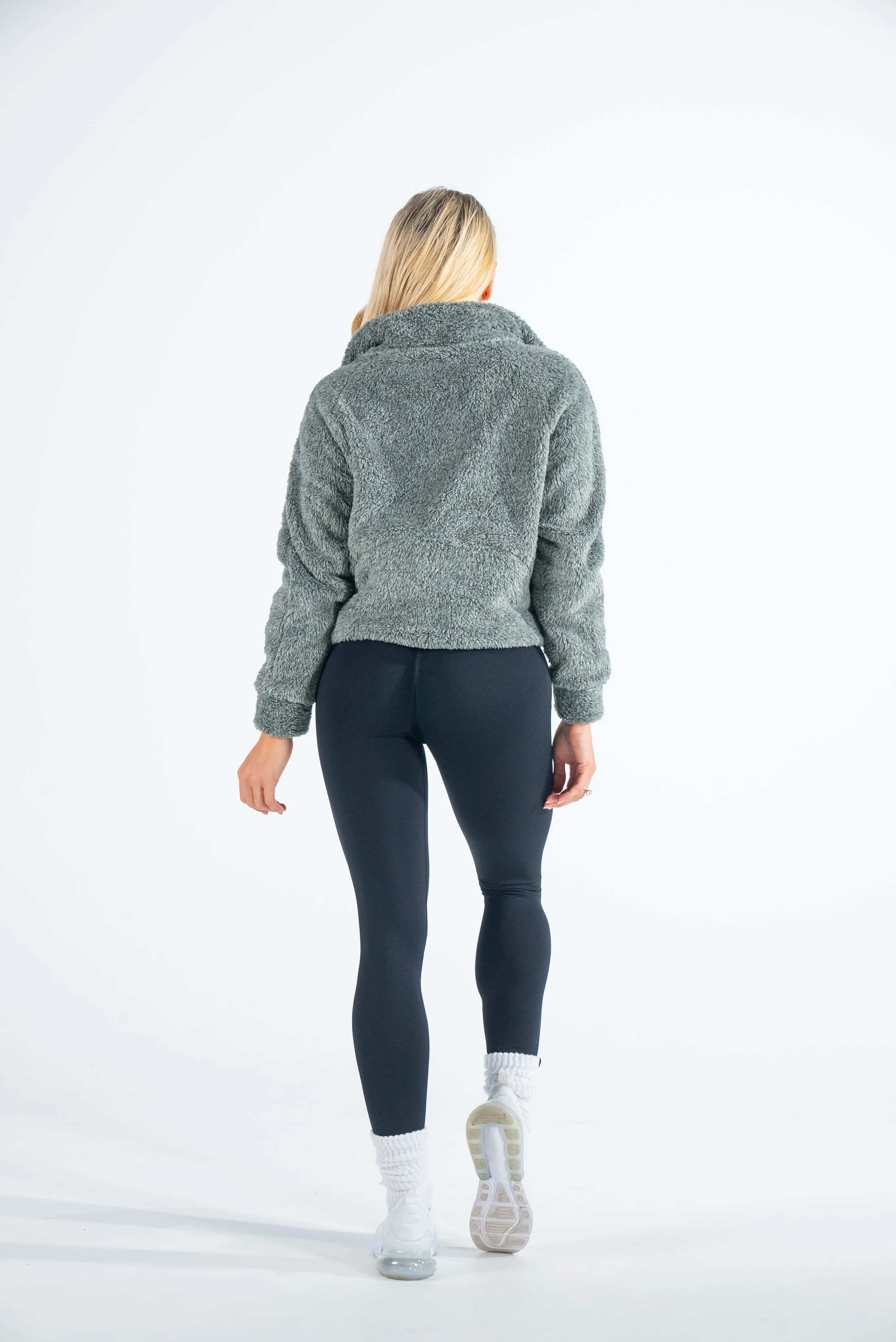 Classy Fluffy Teddy Zip-Up Jacket Grey - Image 5