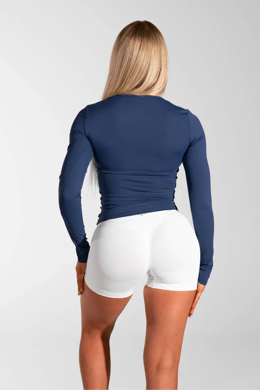 Classy Seamless Long Sleeve Compression Tee Navy Blue - Image 5