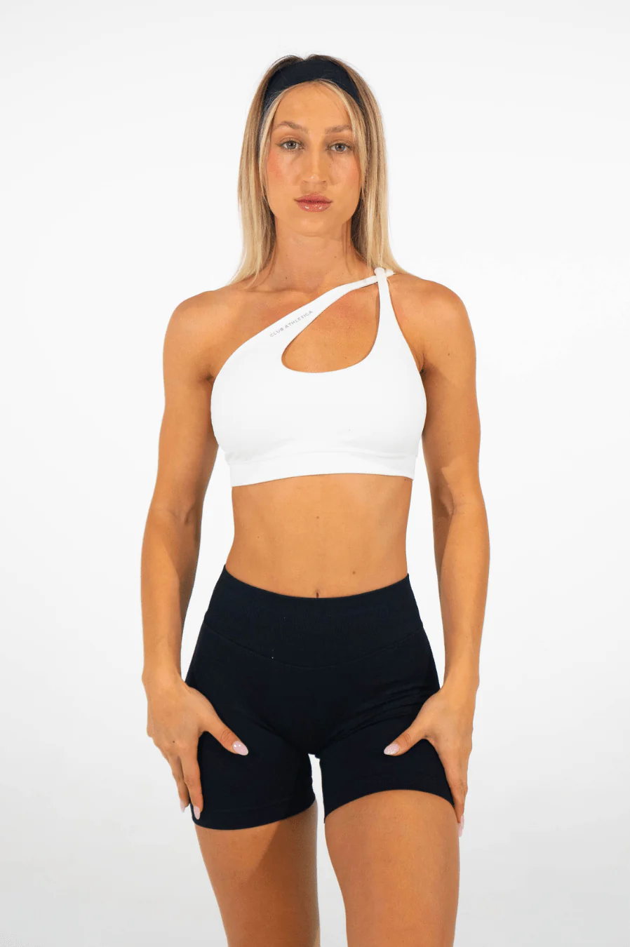 Club Athletica Flex Asymmetric Sports Bra White - Image 9