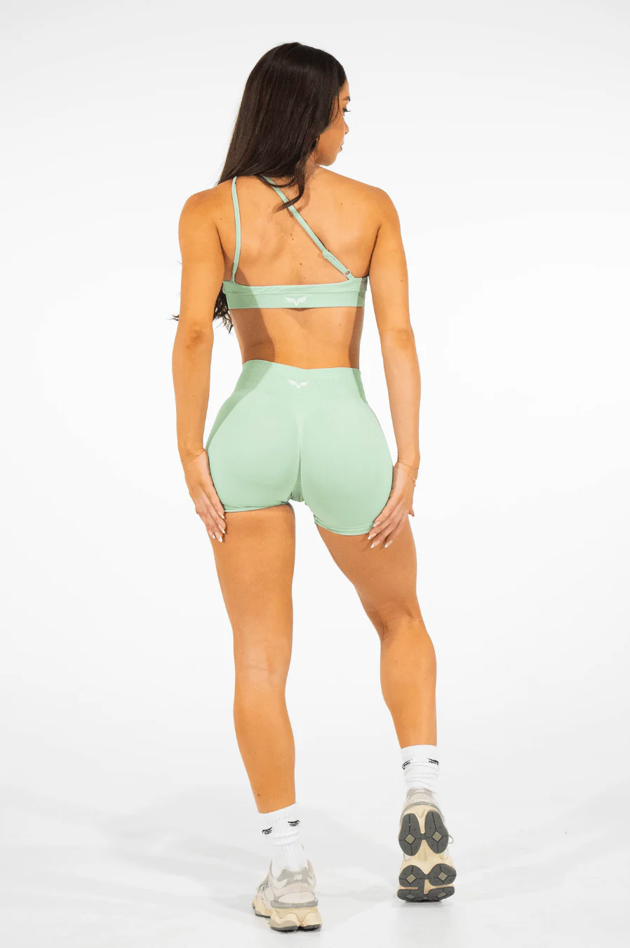 Club Athletica Flex Asymmetric Sports Bra Light Green - Image 4