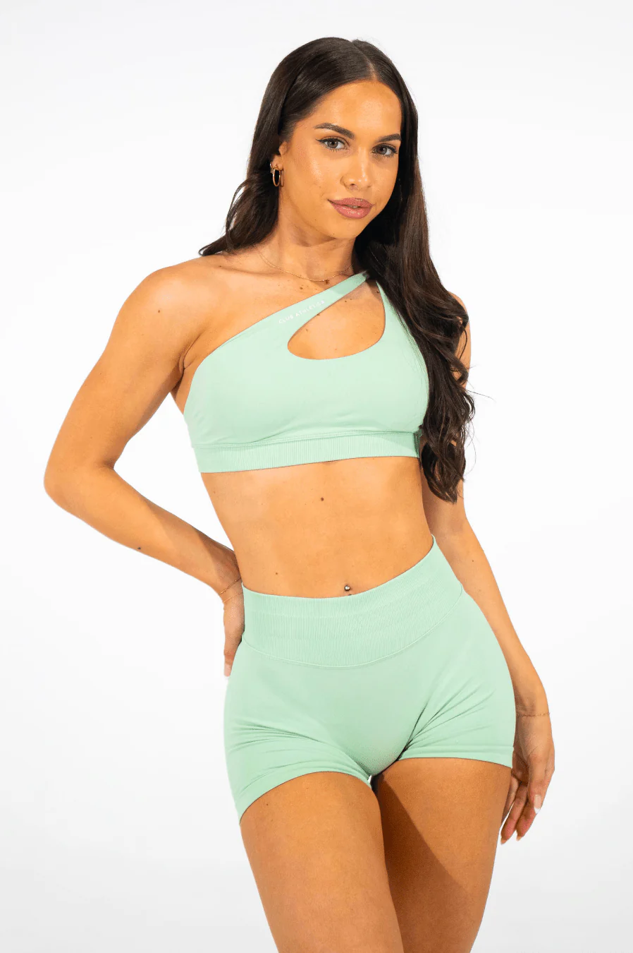 Club Athletica Flex Asymmetric Sports Bra Light Green - Image 5