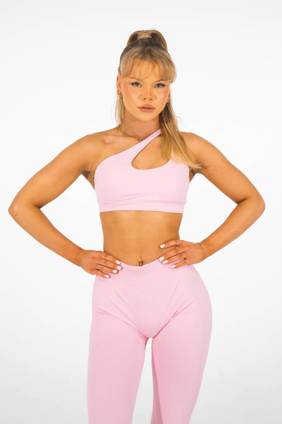 Club Athletica Flex Asymmetric Sports Bra Light Pink - Image 3