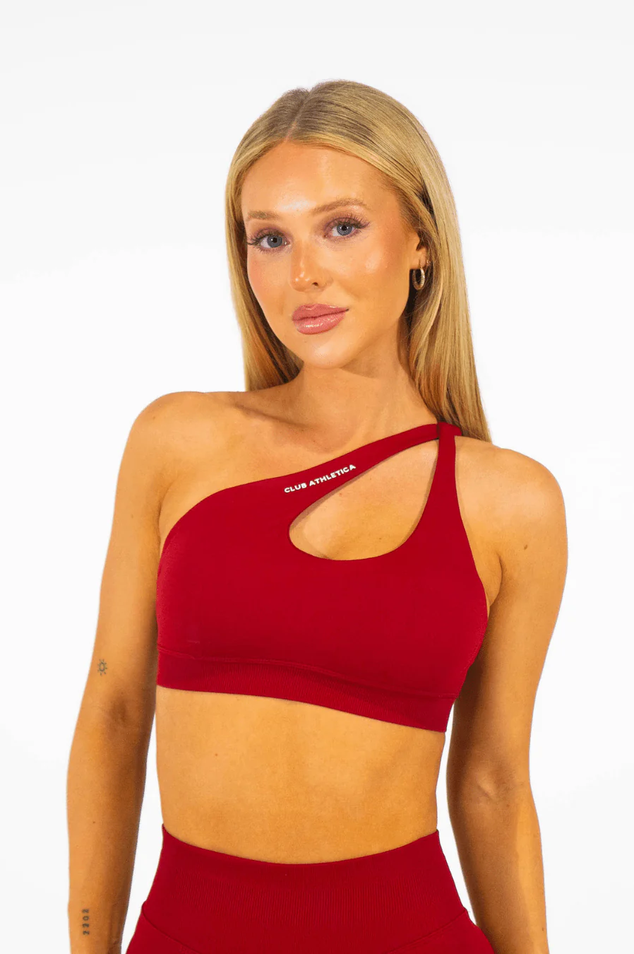 Club Athletica Flex Asymmetric Sports Bra Red