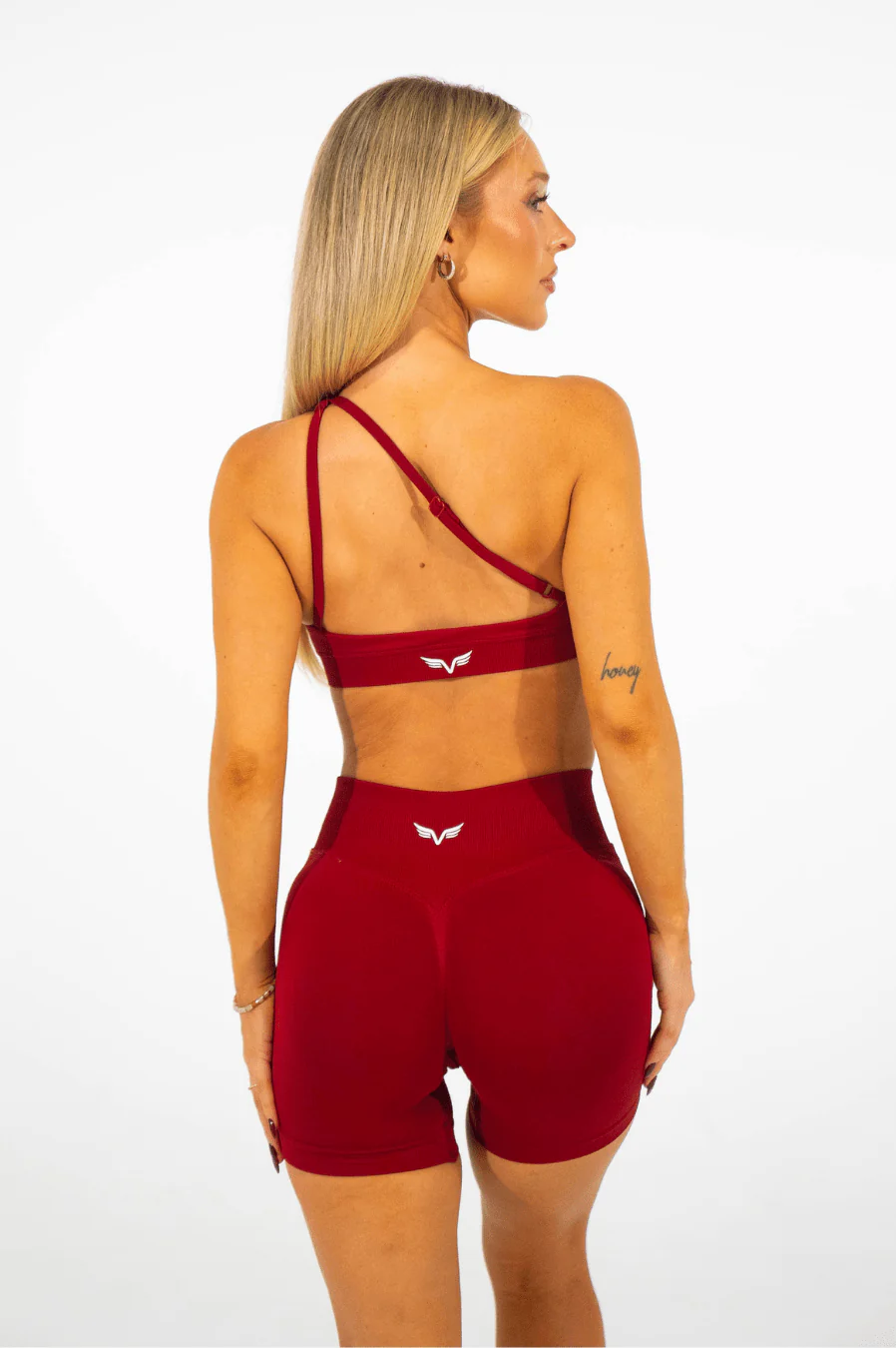 Club Athletica Flex Asymmetric Sports Bra Red - Image 6