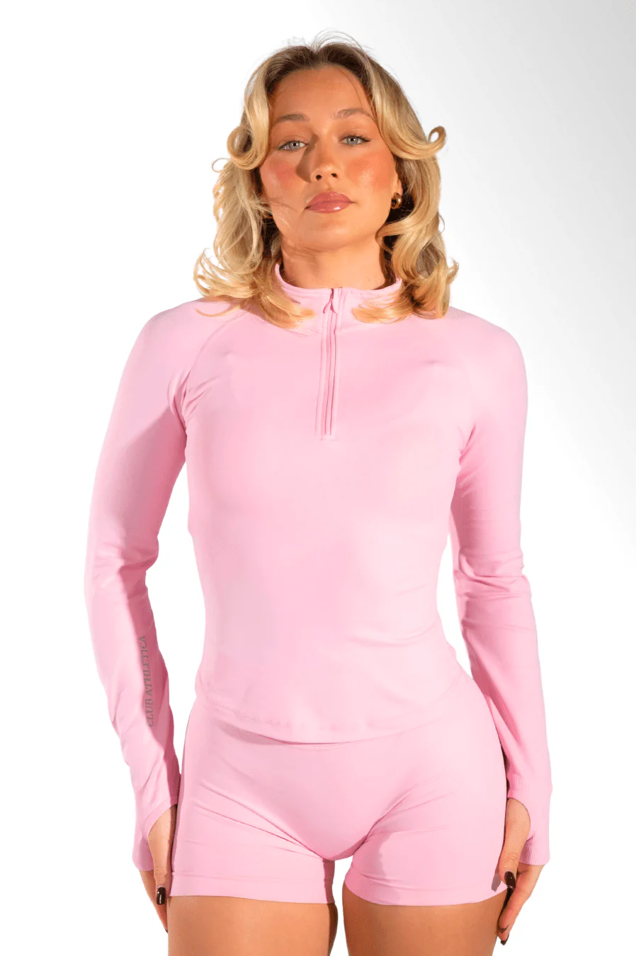 Club Athletica Flex Quarter Zip Long Sleeve Light Pink