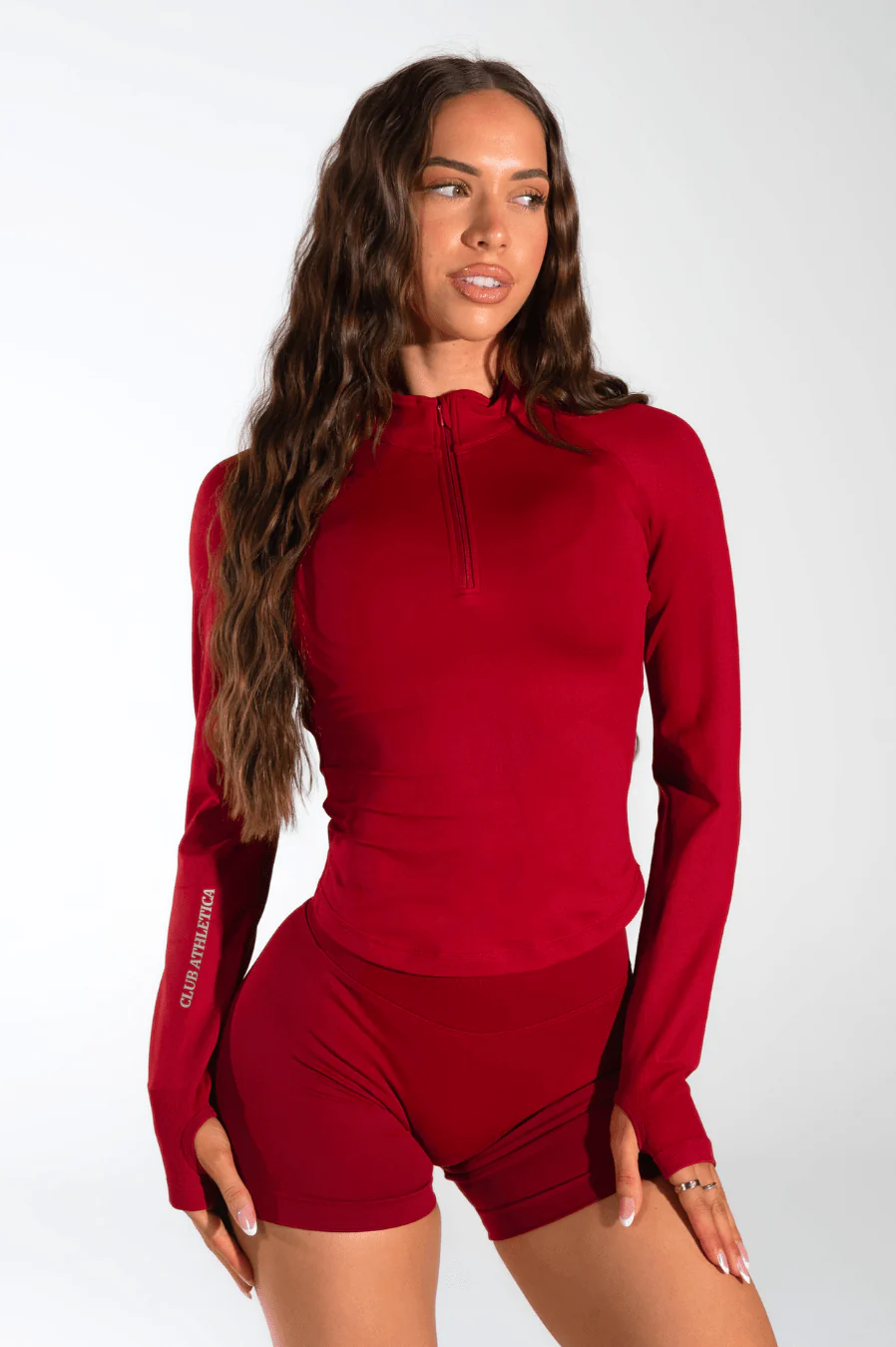 Club Athletica Flex Quarter Zip Long Sleeve Red - Image 4