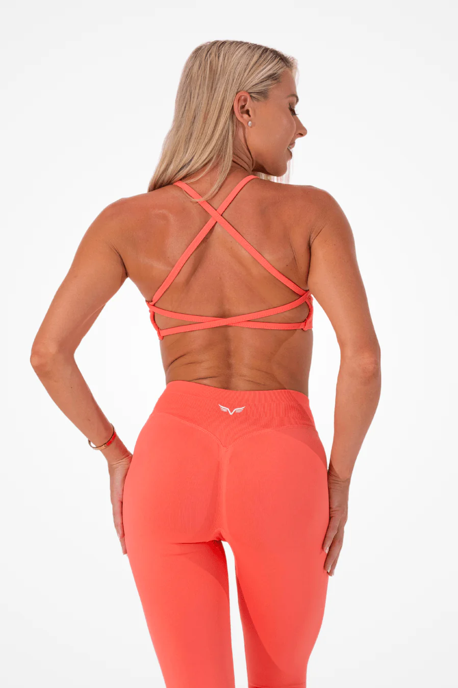 Club Athletica Flex Open Back Strappy Crop Apricot - Image 5