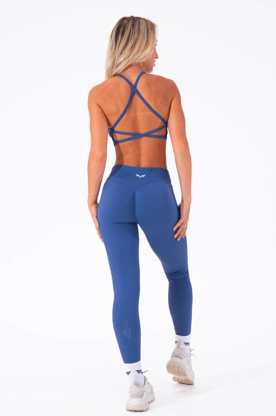 Club Athletica Flex Open Back Strappy Crop Navy Blue - Image 6