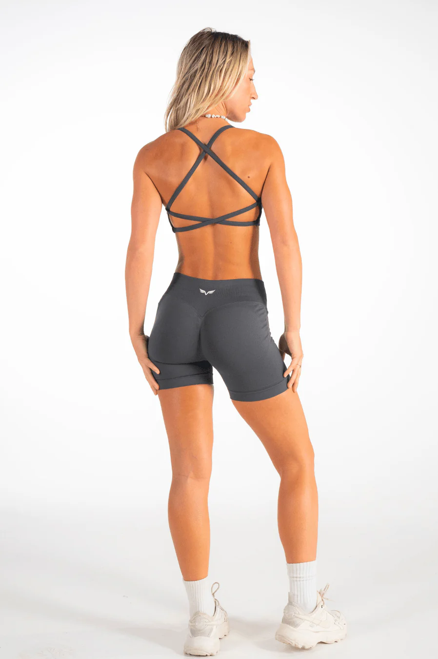 Club Athletica Flex Open Back Strappy Crop Stone - Image 4