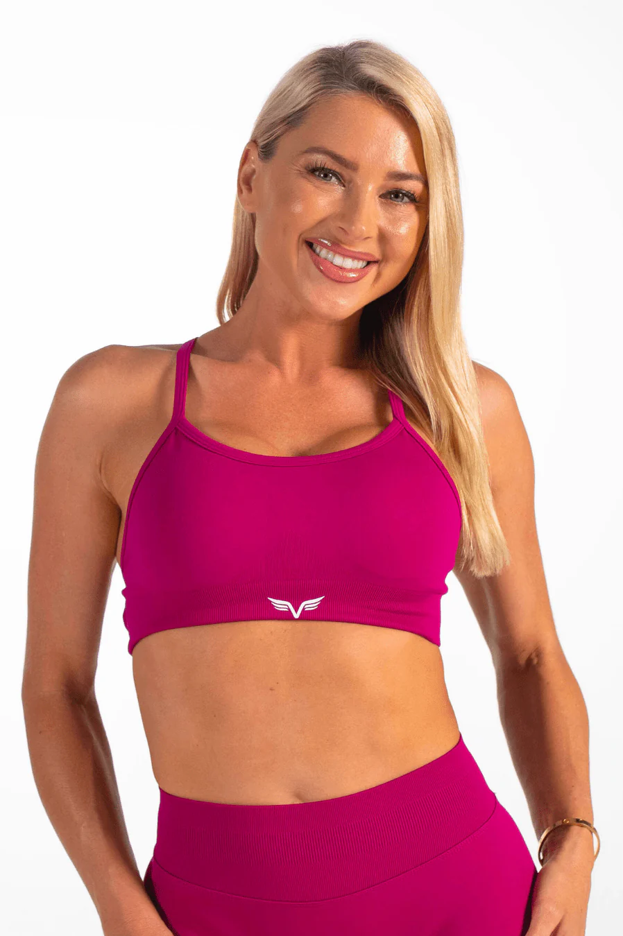 Club Athletica Flex Open Back Strappy Crop Raspberry - Image 2