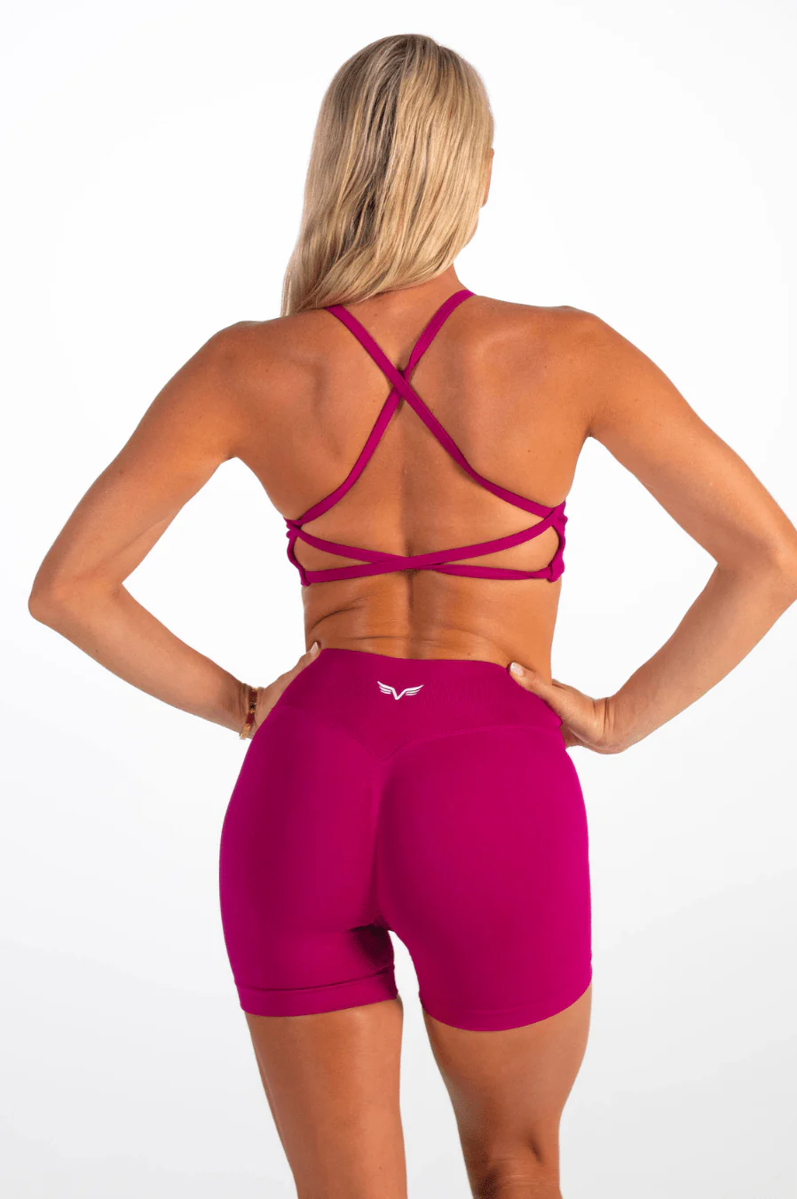 Club Athletica Flex Open Back Strappy Crop Raspberry - Image 4