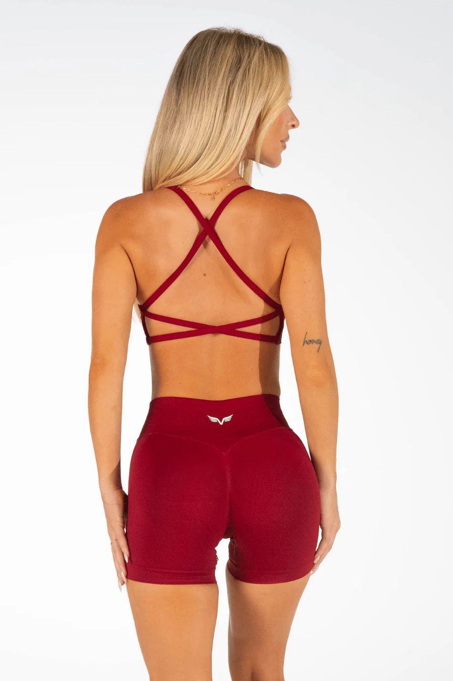 Club Athletica Flex Open Back Strappy Crop Red - Image 3