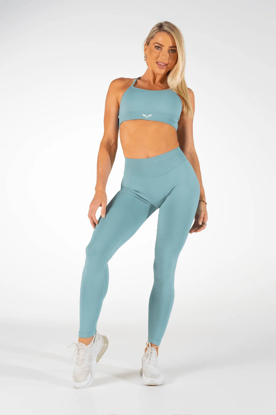 Club Athletica Flex Open Back Strappy Crop Slate Green - Image 4