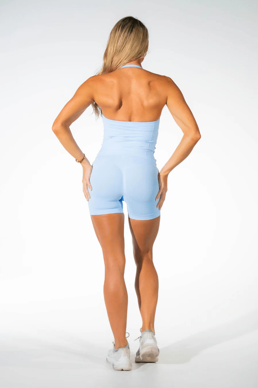 Club Athletica Flex Ruched Halter Tank Top Ice Blue - Image 6