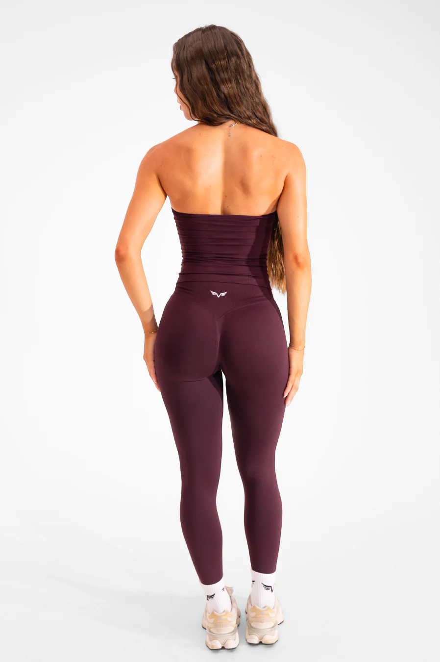 Club Athletica Flex Ruched Halter Tank Top Mocha Velvet - Image 5