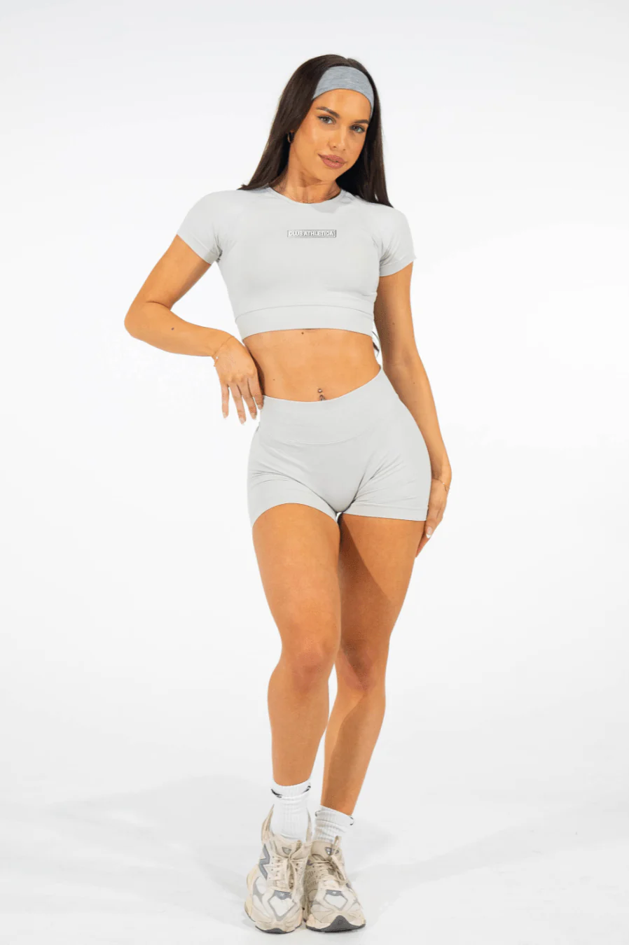Club Athletica Flex Seamless Crop Top Light Grey - Image 4