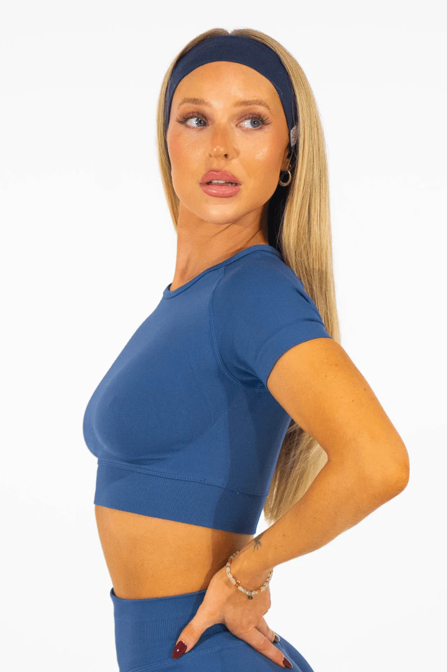 Club Athletica Flex Seamless Crop Top Navy Blue - Image 3