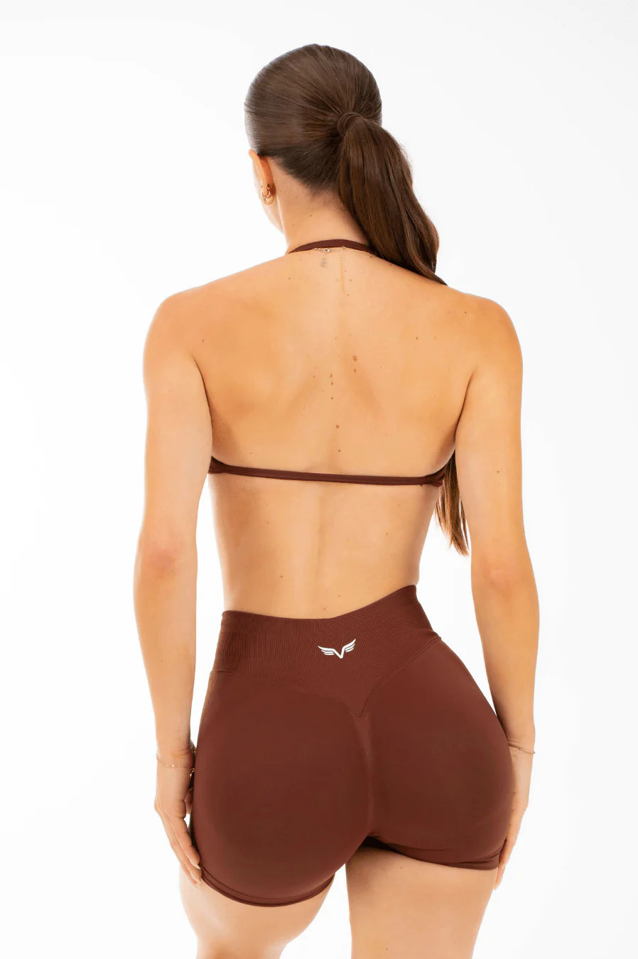 Club Athletica Flex Seamless Ruched Crop Top Cocoa Brown - Image 2