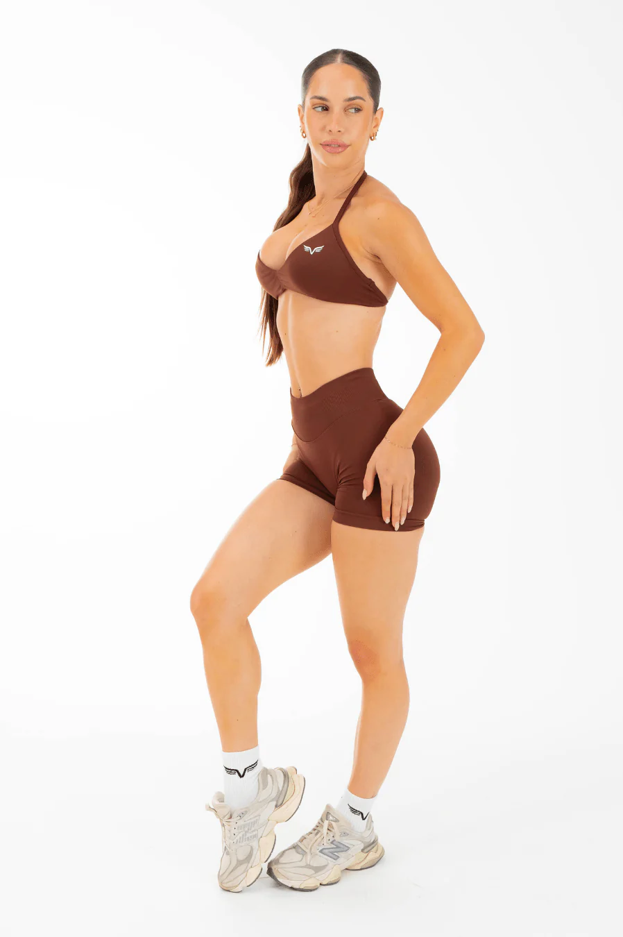 Club Athletica Flex Seamless Ruched Crop Top Cocoa Brown - Image 6