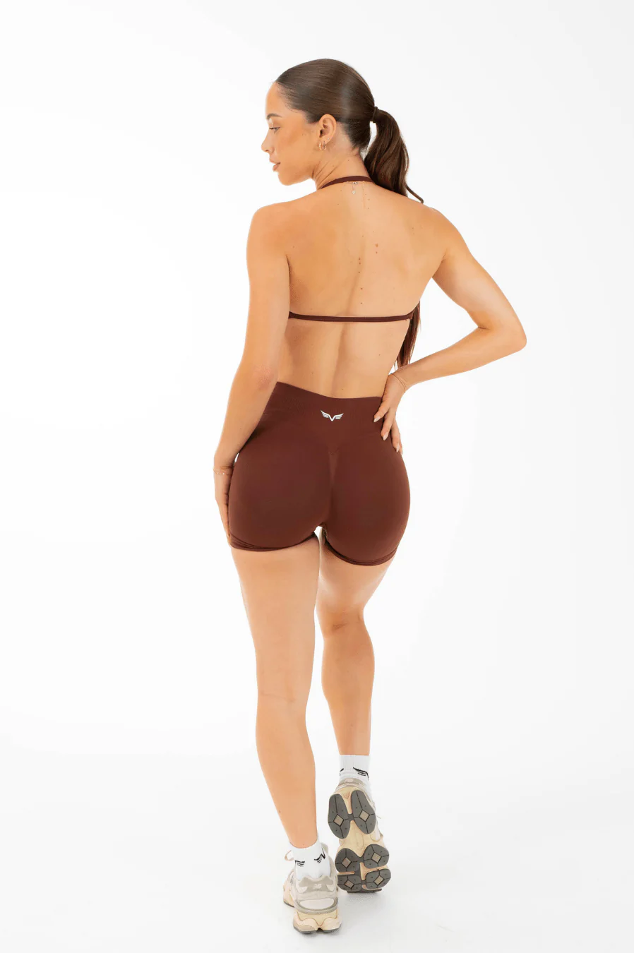 Club Athletica Flex Seamless Ruched Crop Top Cocoa Brown - Image 7