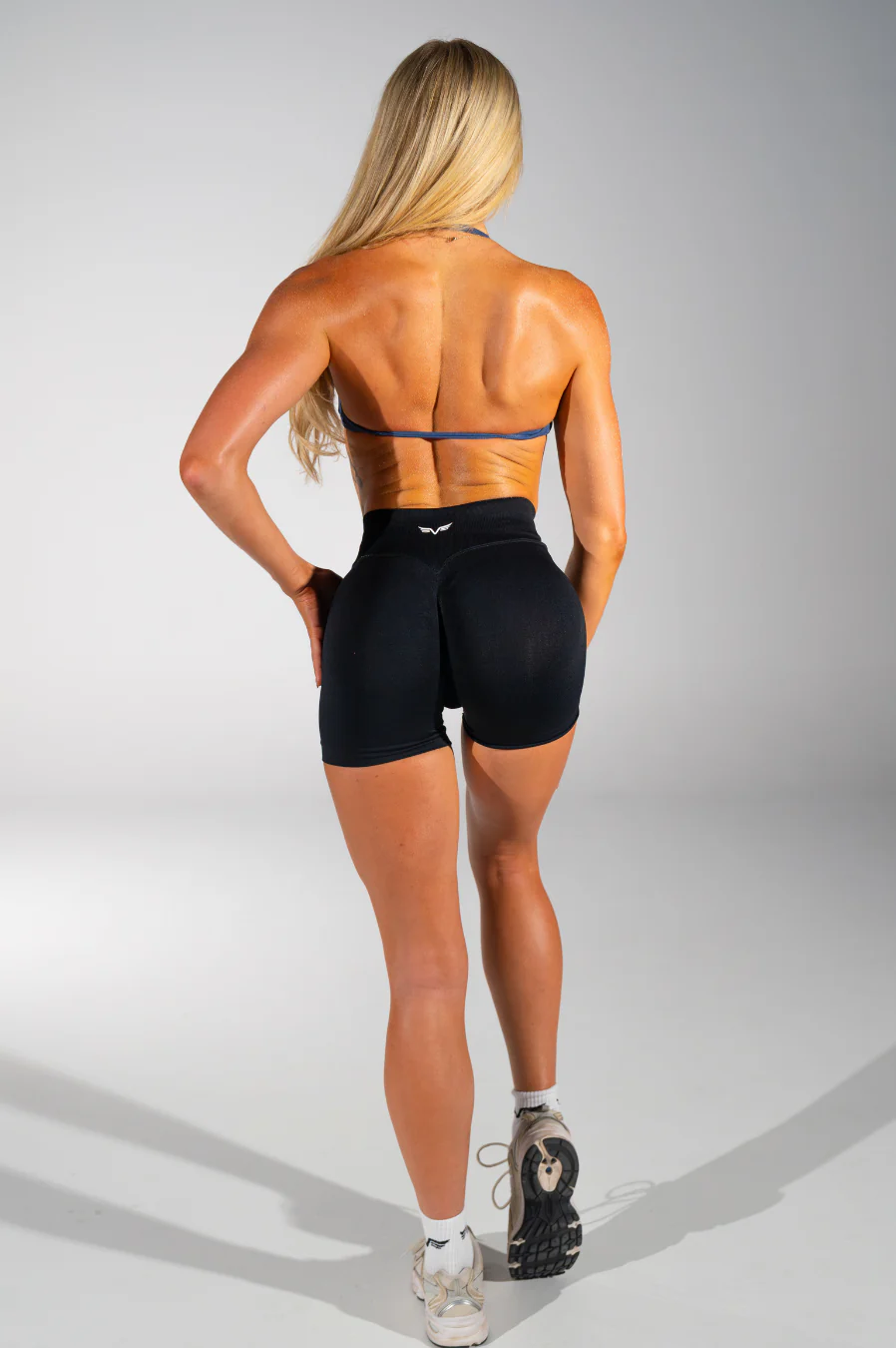 Club Athletica Flex Seamless Ruched Crop Top Navy Blue - Image 4