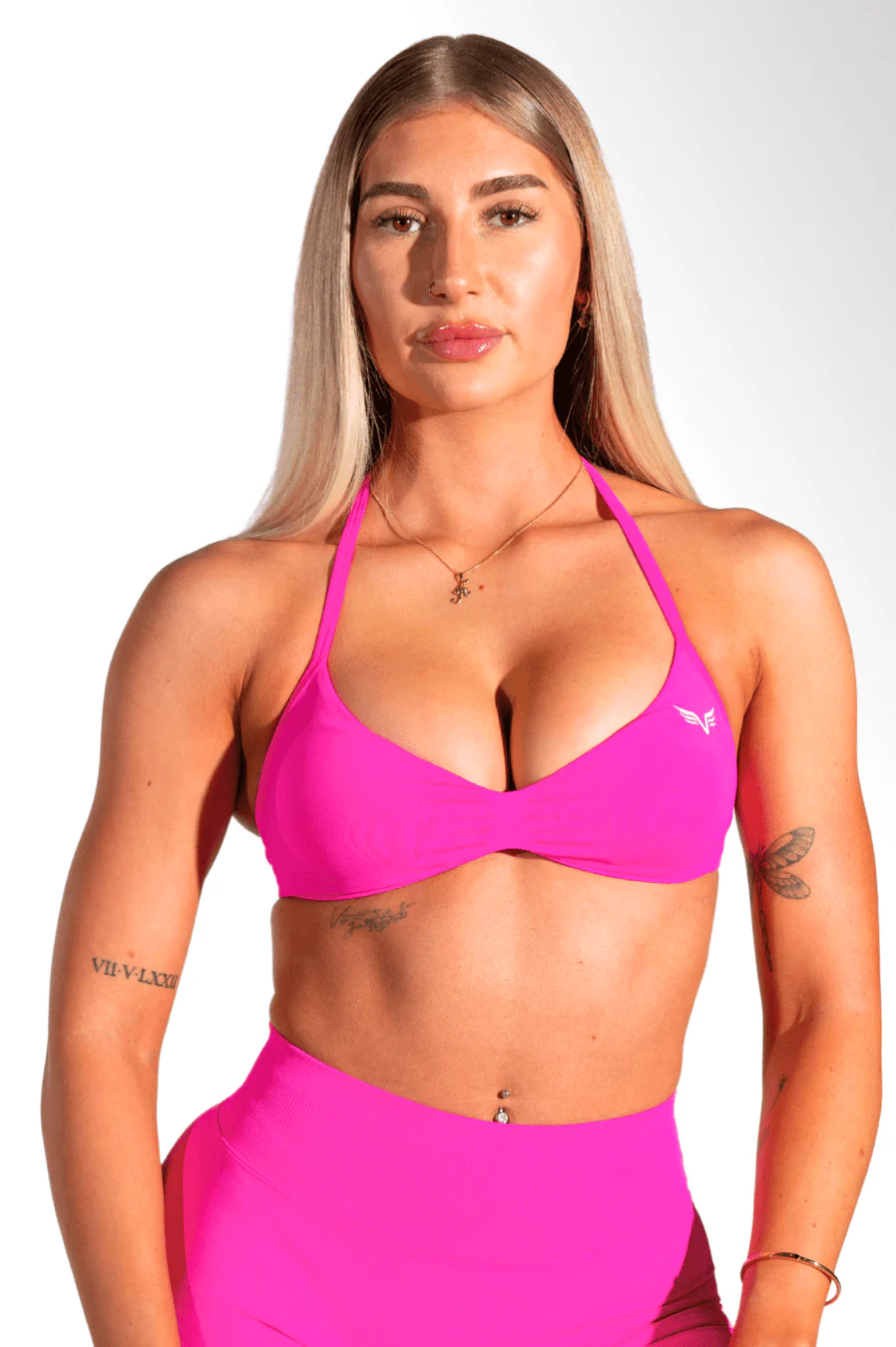 Club Athletica Flex Seamless Ruched Crop Top Neon Pink