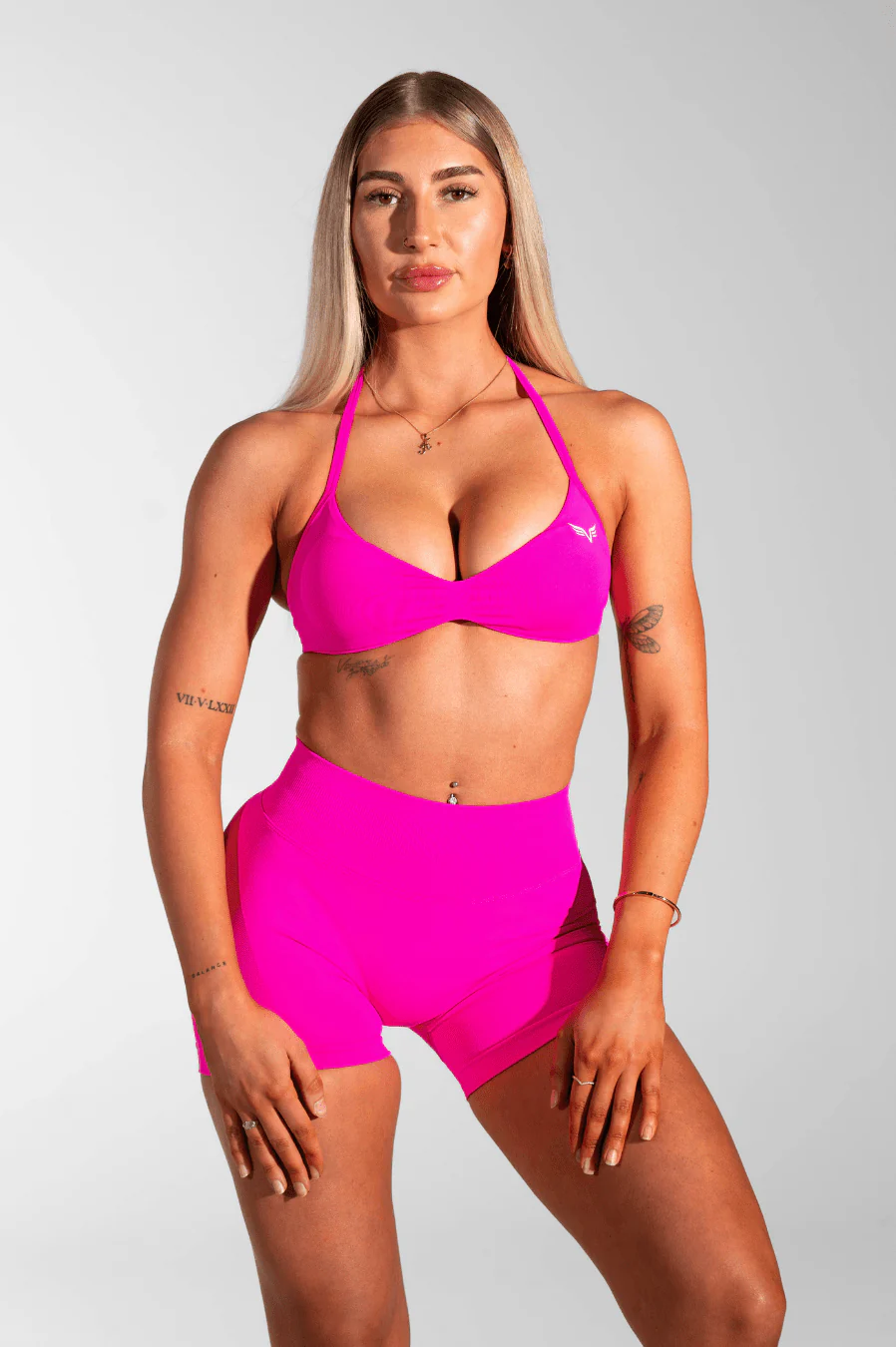 Club Athletica Flex Seamless Ruched Crop Top Neon Pink - Image 3