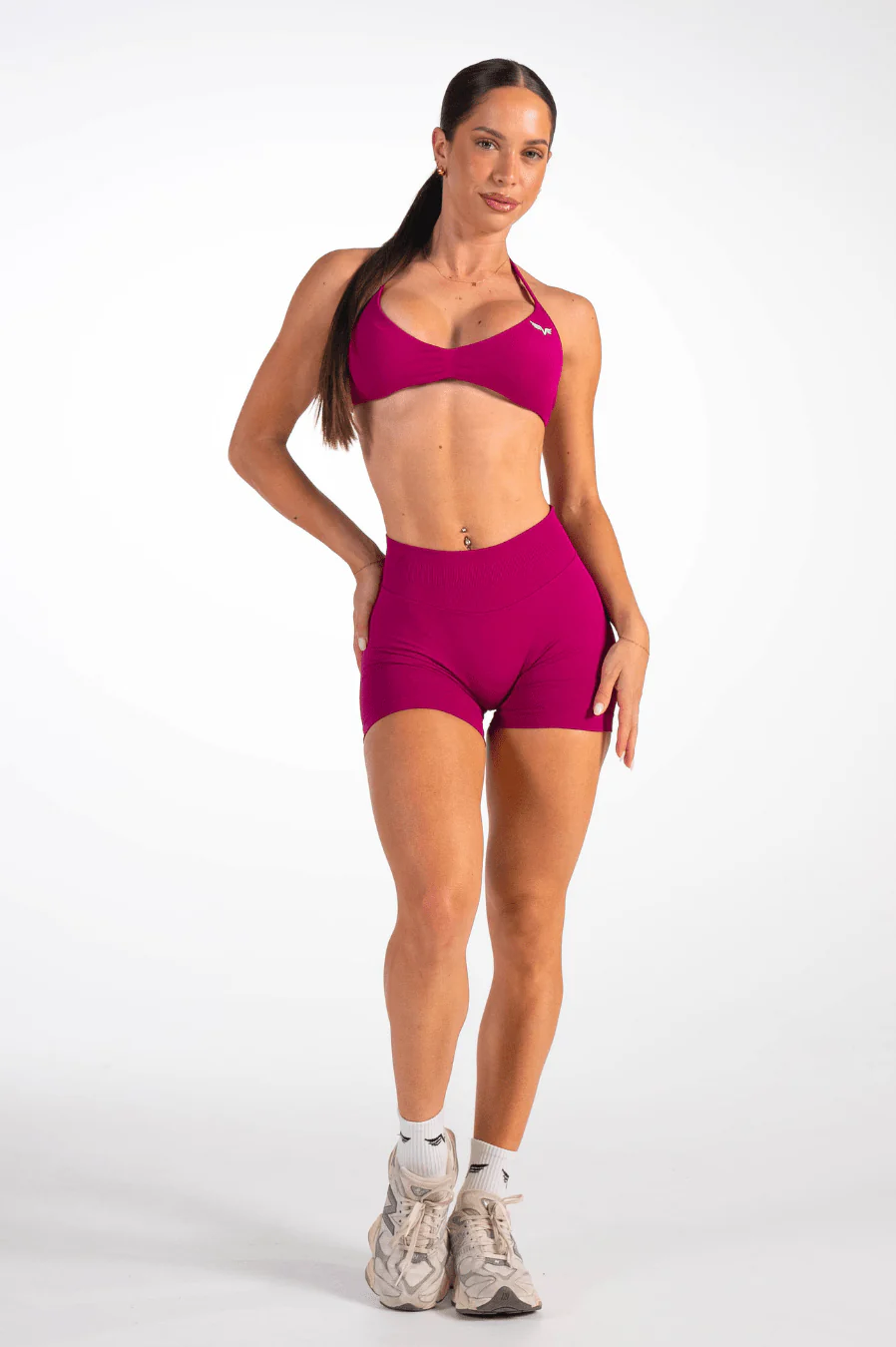 Club Athletica Flex Seamless Ruched Crop Top Raspberry - Image 4
