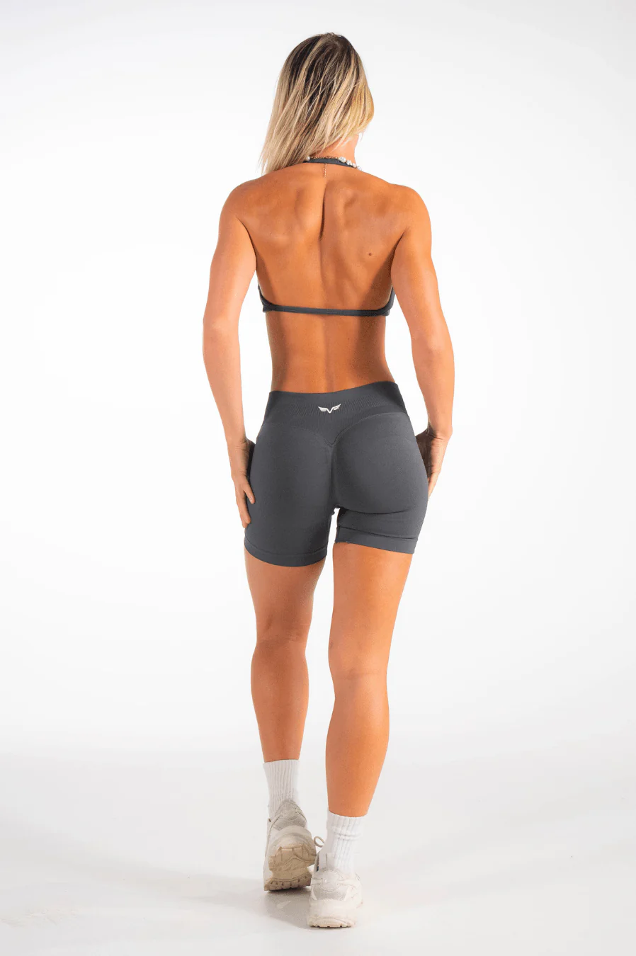 Club Athletica Flex Seamless Ruched Crop Top Stone Grey - Image 3