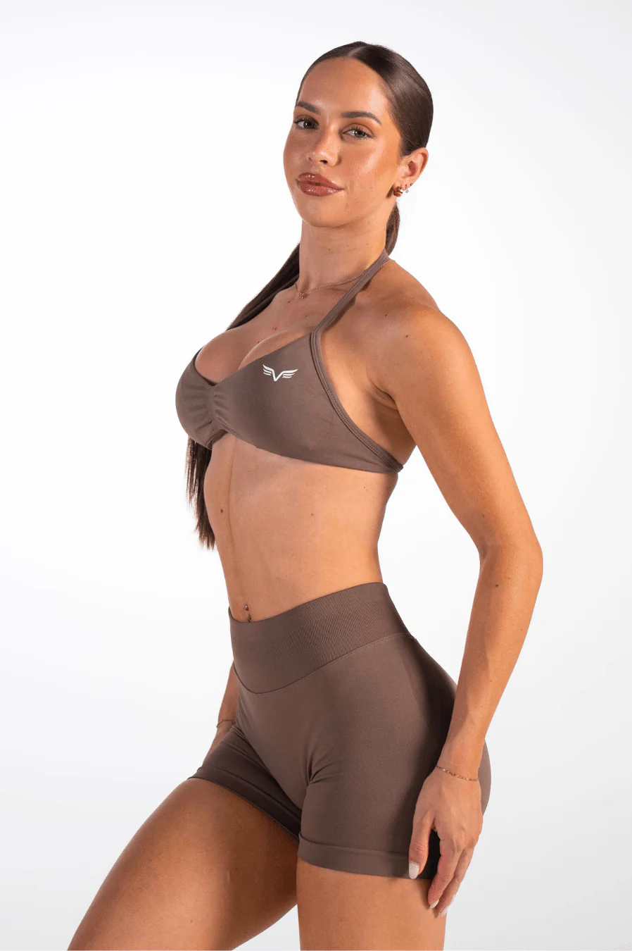 Club Athletica Flex Seamless Shorts Coffee Brown - Image 3