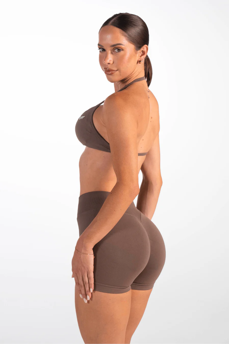 Club Athletica Flex Seamless Shorts Coffee Brown - Image 4
