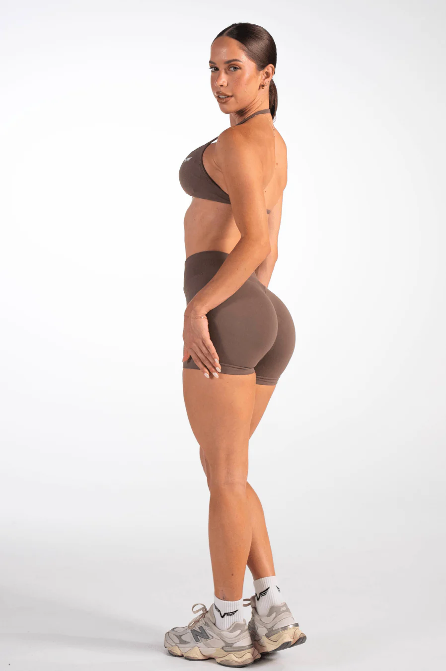 Club Athletica Flex Seamless Shorts Coffee Brown - Image 9