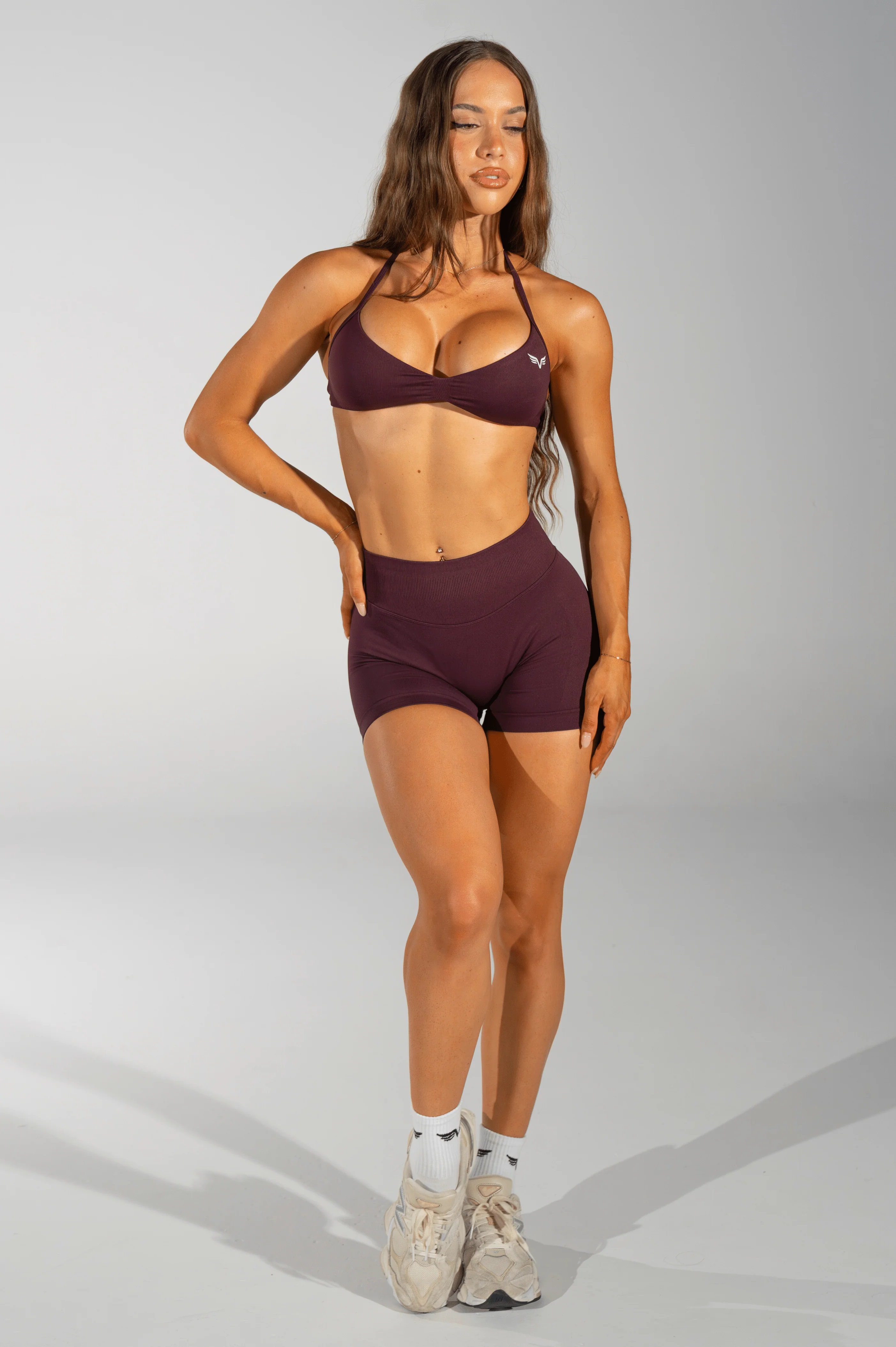 Club Athletica Flex Seamless Ruched Crop Top Mocha Velvet - Image 5