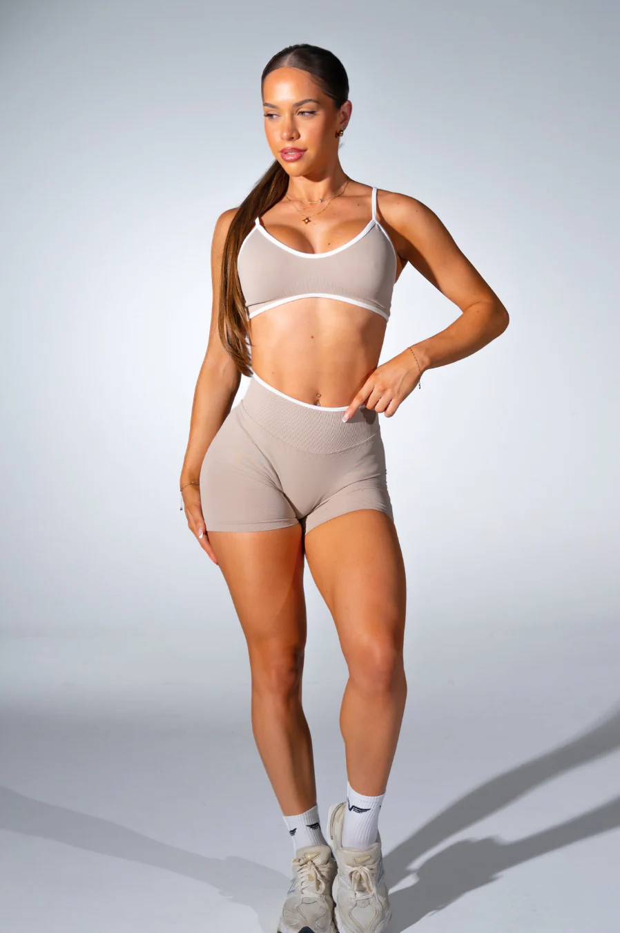 Club Athletica Impact Sculpt Seamless Shorts Cocoa Beige - Image 5