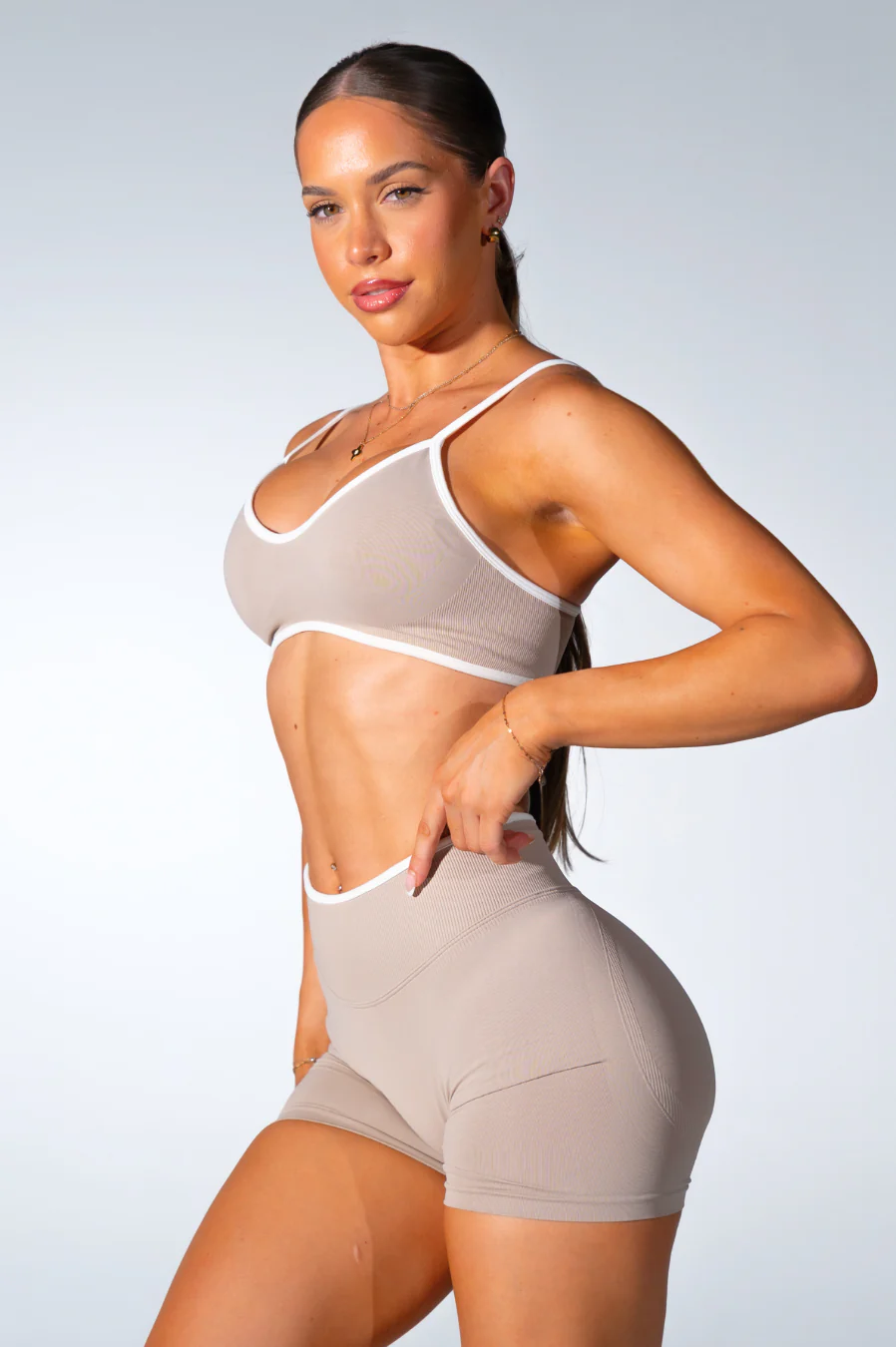Club Athletica Impact Sculpt Seamless Shorts Cocoa Beige - Image 8