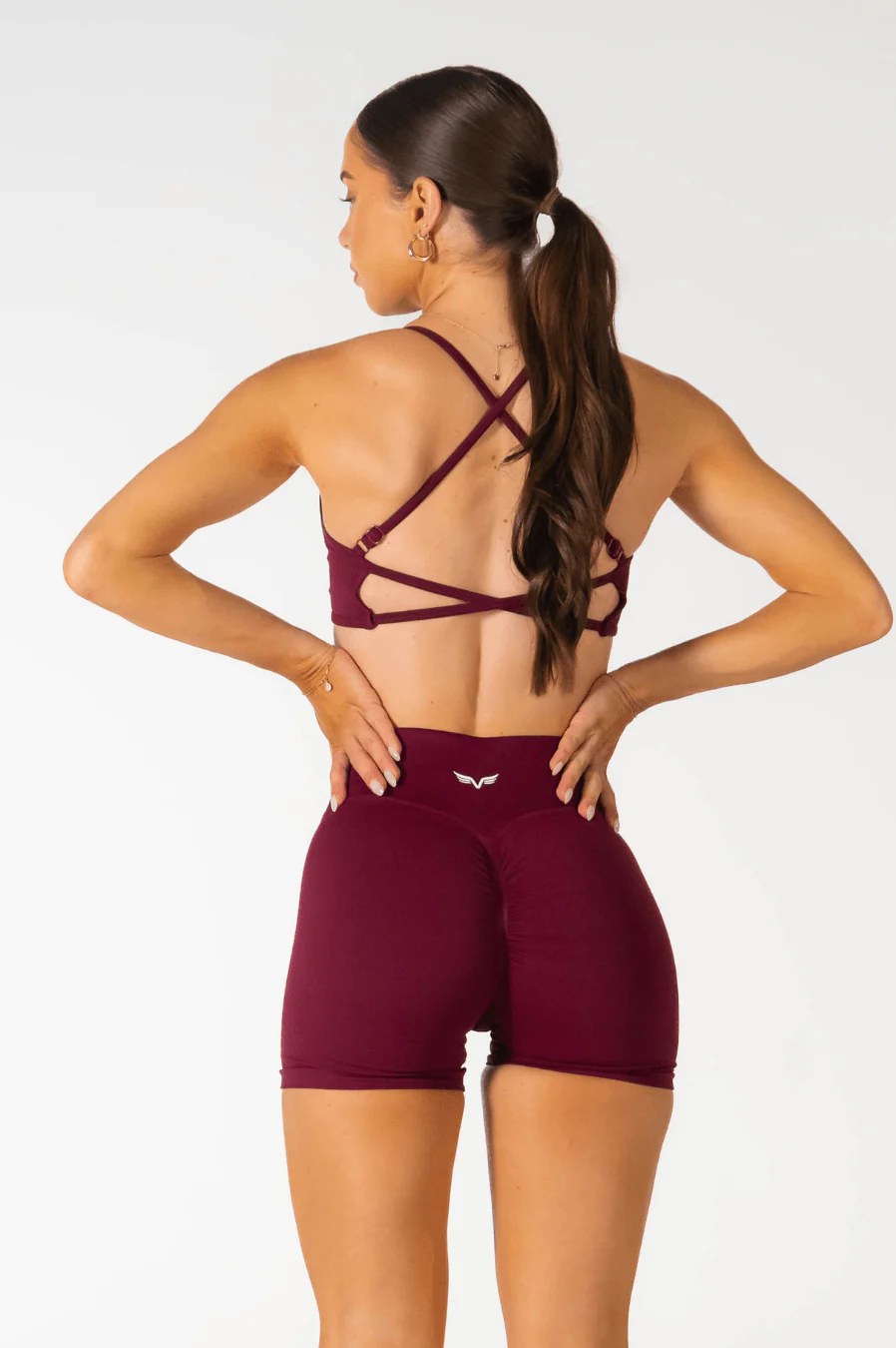 Club Athletica Impact Seamless Scrunch Shorts 3" Burgundy - Image 4