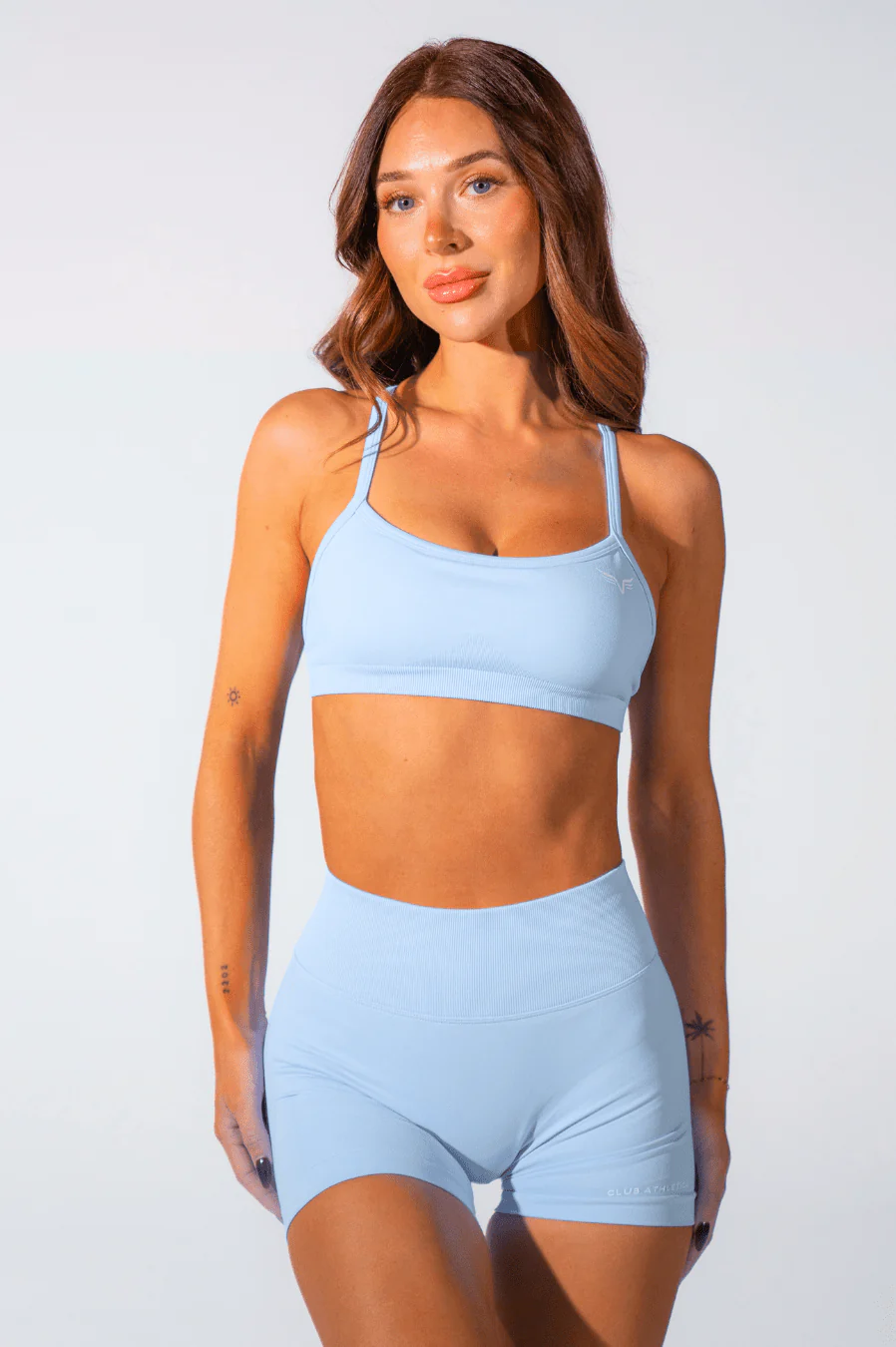 Club Athletica Sculptura Seamless Crop Top Ice Blue - Image 3