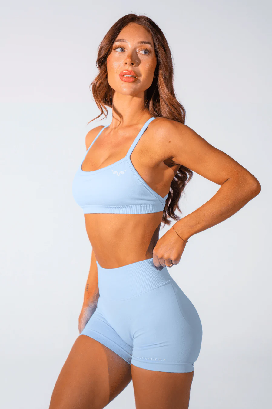 Club Athletica Sculptura Seamless Crop Top Ice Blue - Image 4