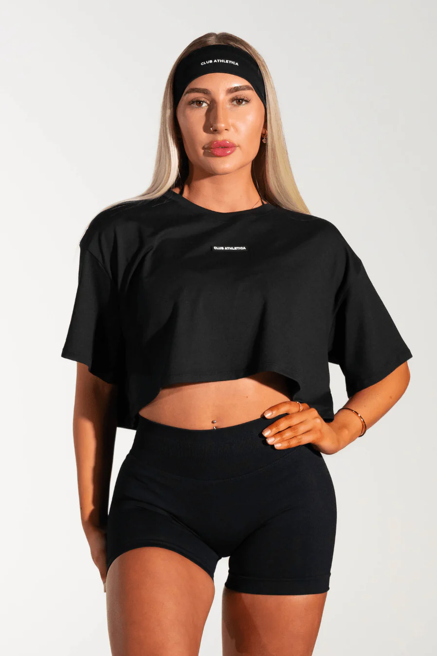 Club Athletica Slouchy Cropped Tee Black - Image 2
