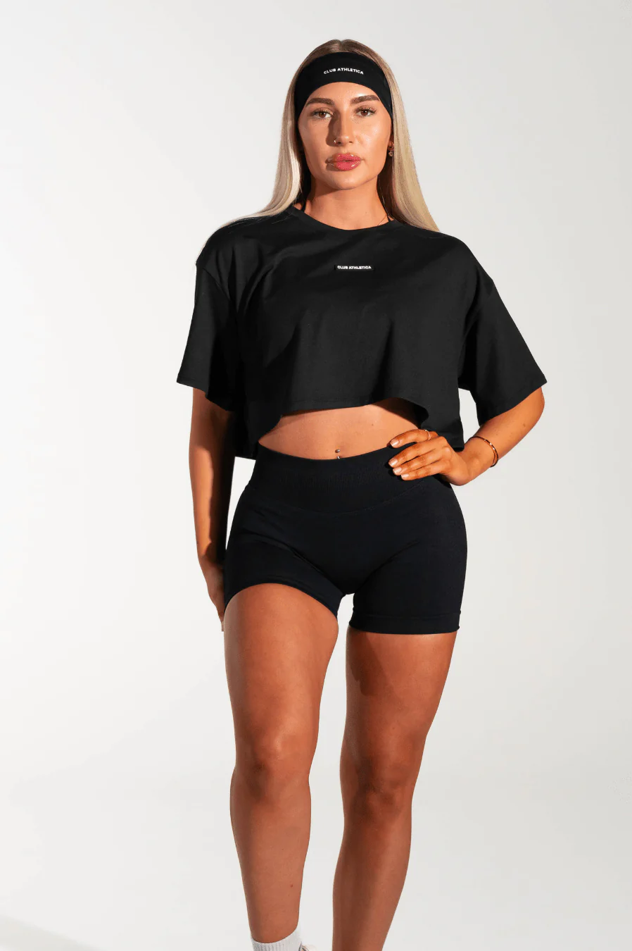 Club Athletica Slouchy Cropped Tee Black - Image 6