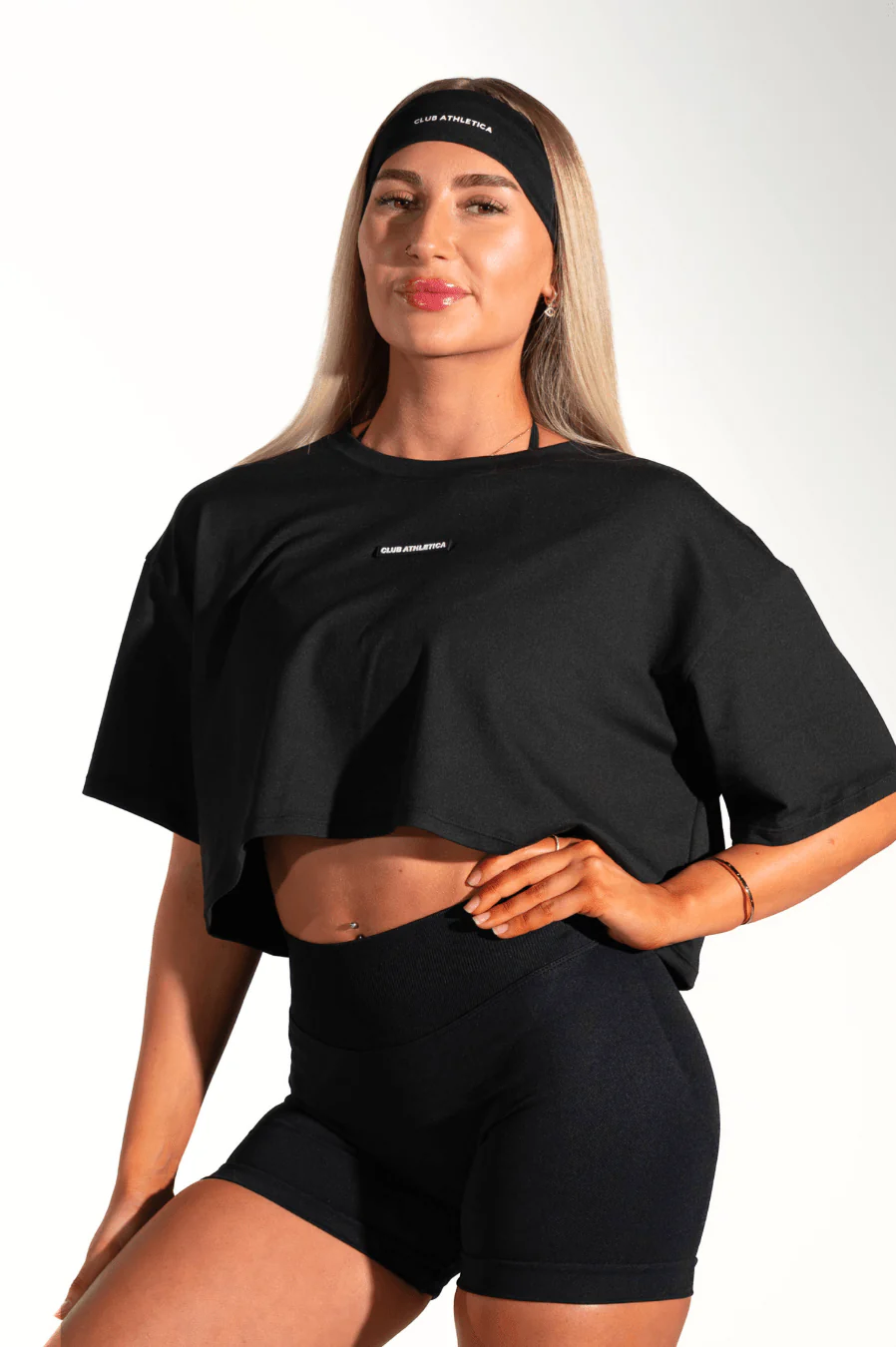 Club Athletica Slouchy Cropped Tee Black - Image 7