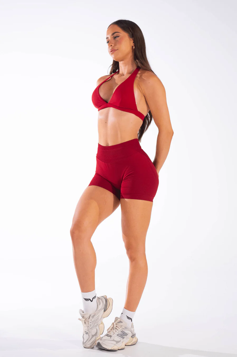 Classy Triangle Halter Bralette Flame Red - Image 7