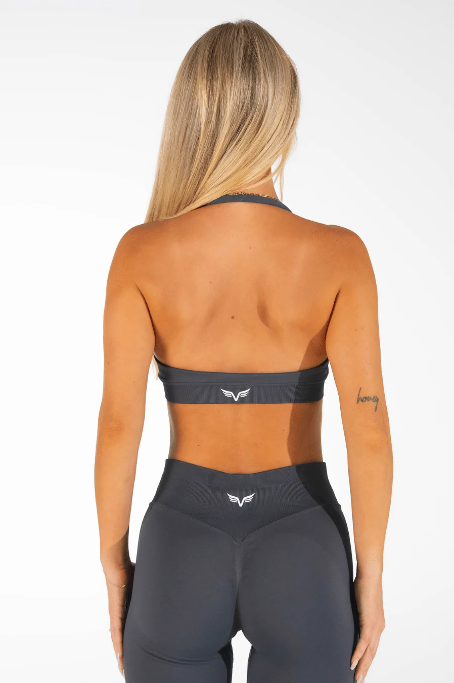 Club Athletica Flex Seamless Halter Sports Bra Stone Grey - Image 8