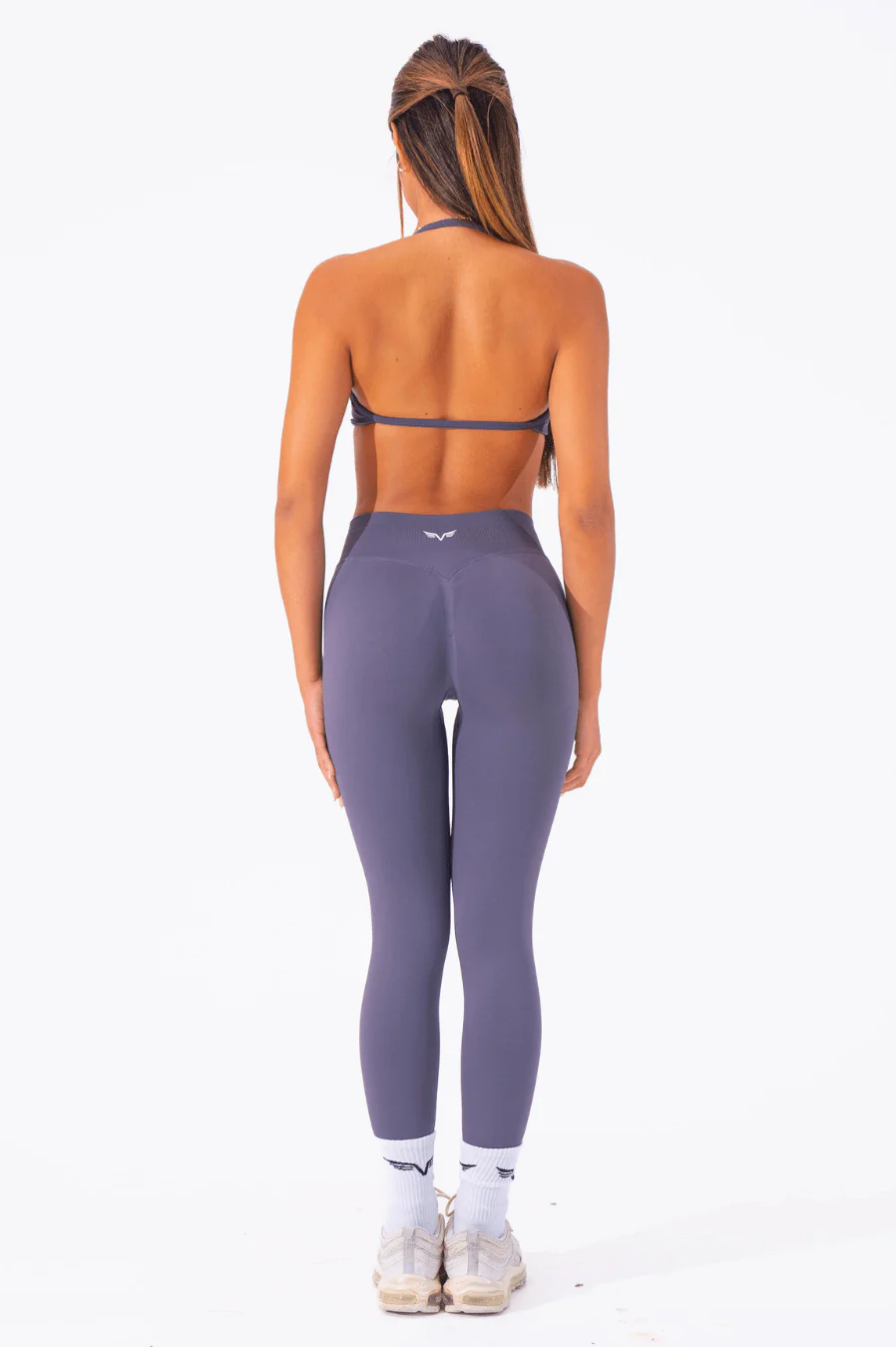 Club Athletica Flex Seamless Ruched Crop Top Graphite Purple - Image 5