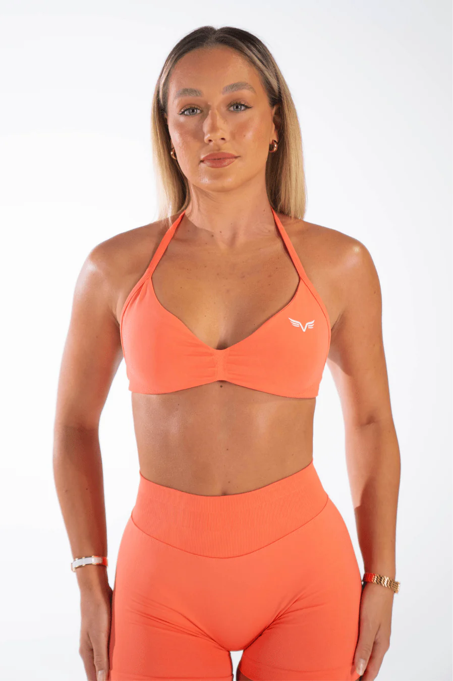 Club Athletica Flex Seamless Ruched Crop Top Apricot Orange - Image 7