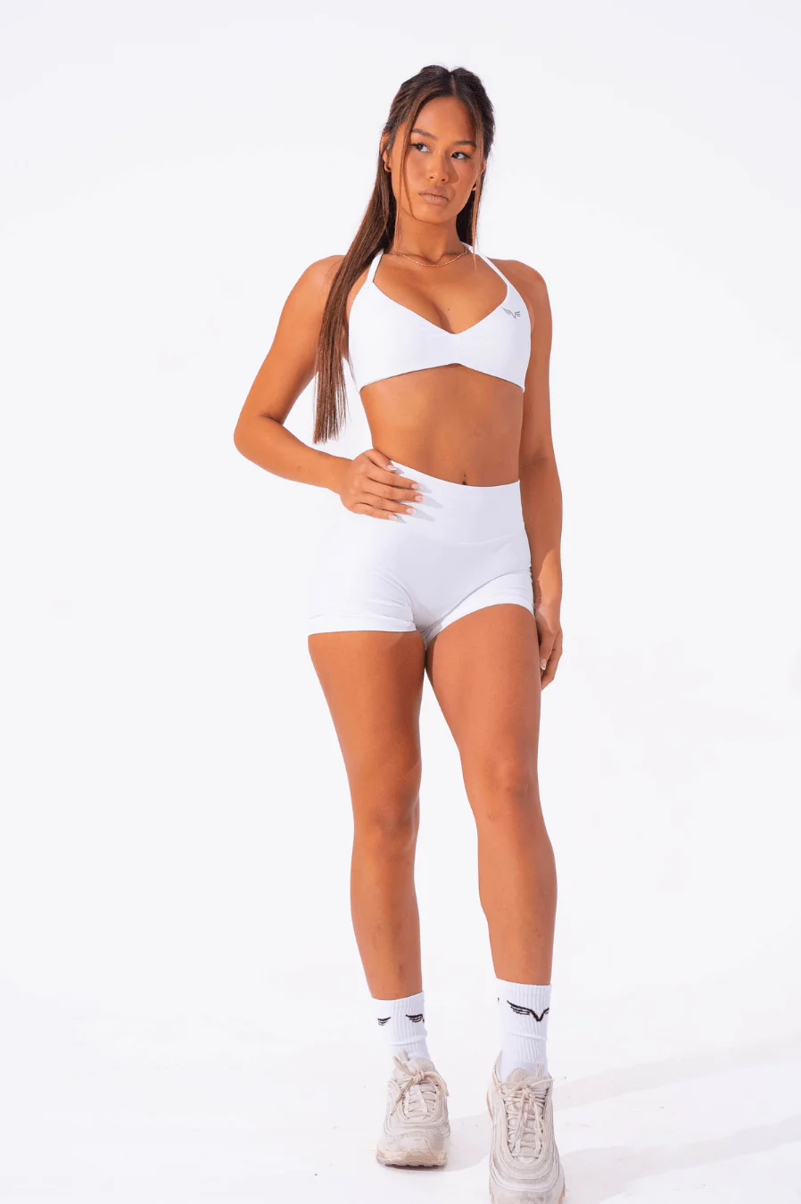 Club Athletica Flex Seamless Ruched Crop Top White - Image 4