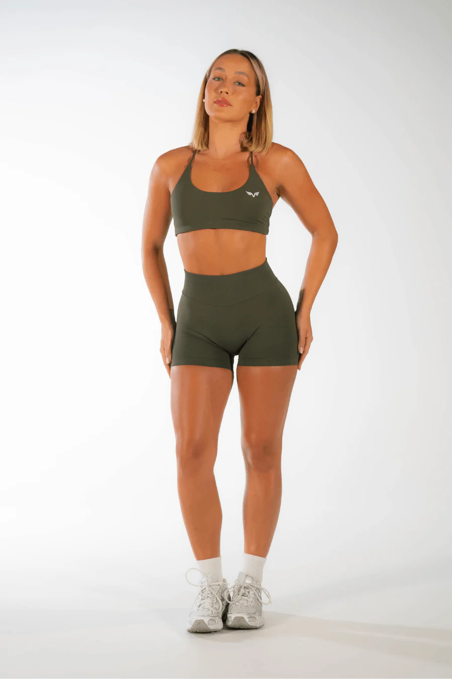 Club Athletica Flex Seamless Shorts Olive Green - Image 3
