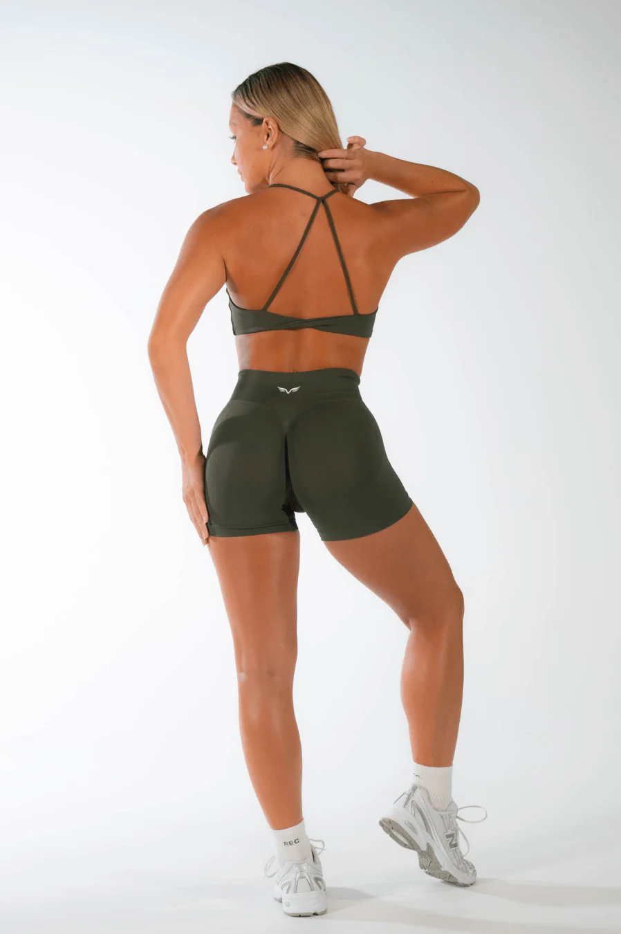 Club Athletica Flex Seamless Shorts Olive Green - Image 4