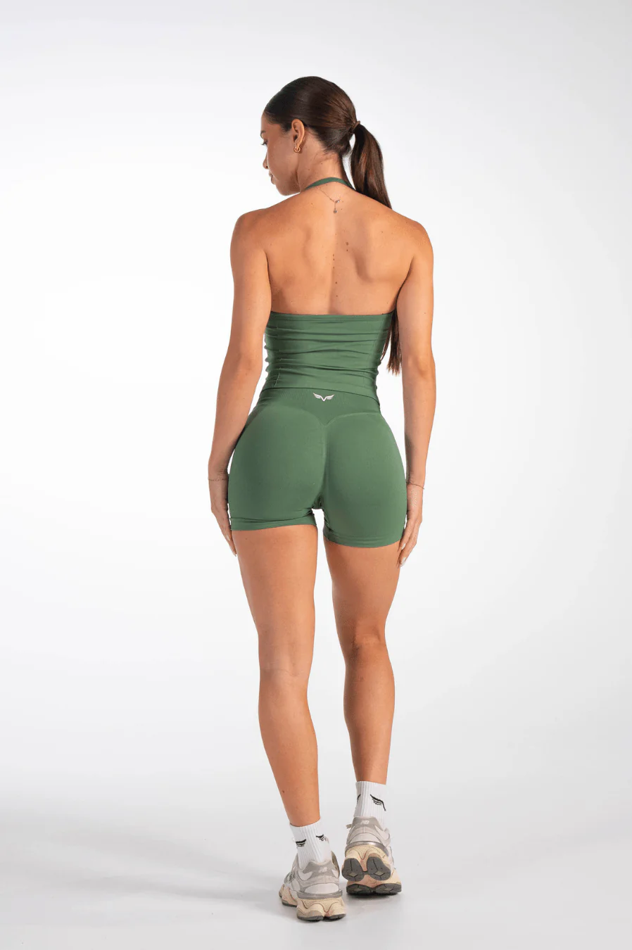 Club Athletica Flex Ruched Halter Tank Top Army Green - Image 6