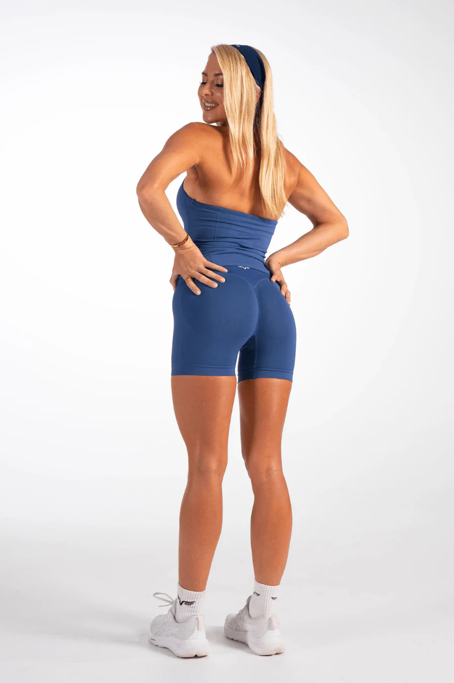 Club Athletica Flex Ruched Halter Tank Top Navy Blue - Image 7